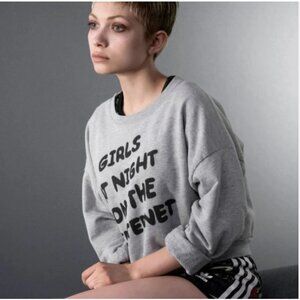 American Apparel Gray Cropped Fleece Sweatshirt Indie Sleaze USA